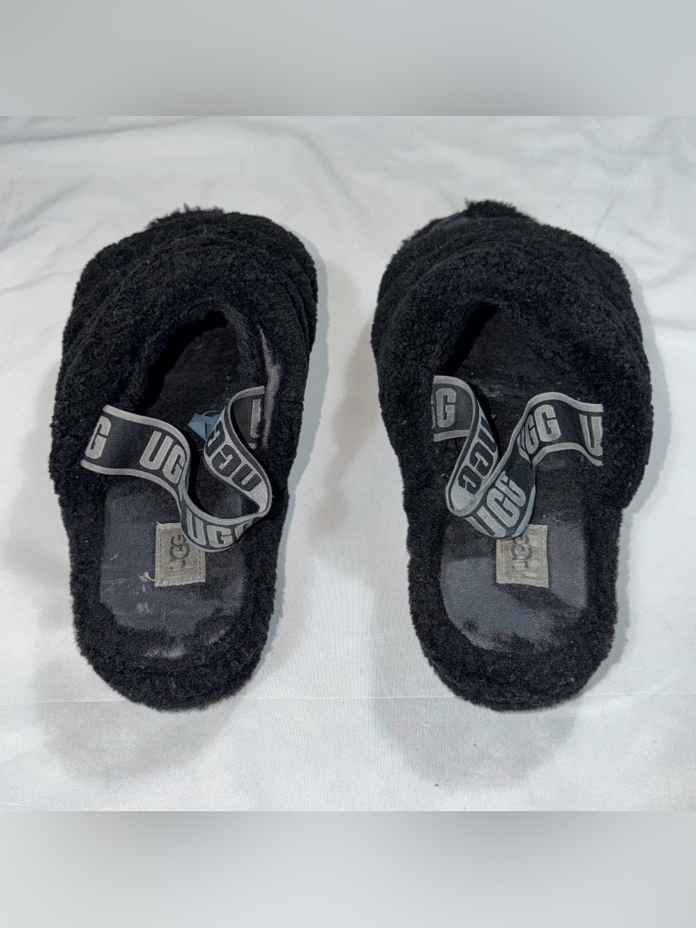 UGG Fluff Yeah Black Shearling Slingback Slide Slippers Women’s 11 - Picture 6 of 9